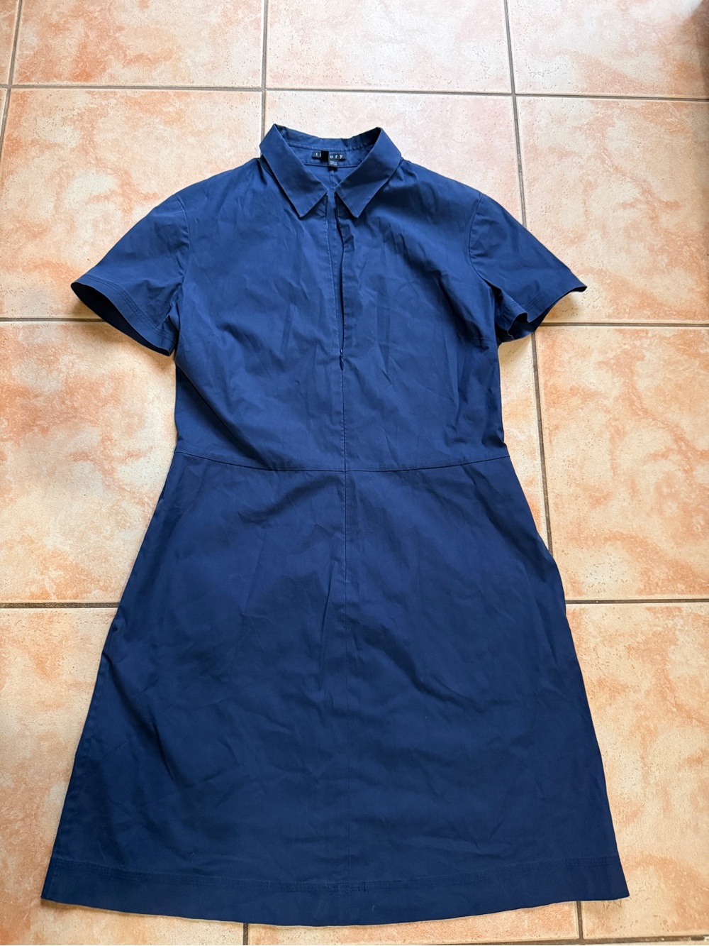 Theory Navy Short-Sleeve Shirt Dress